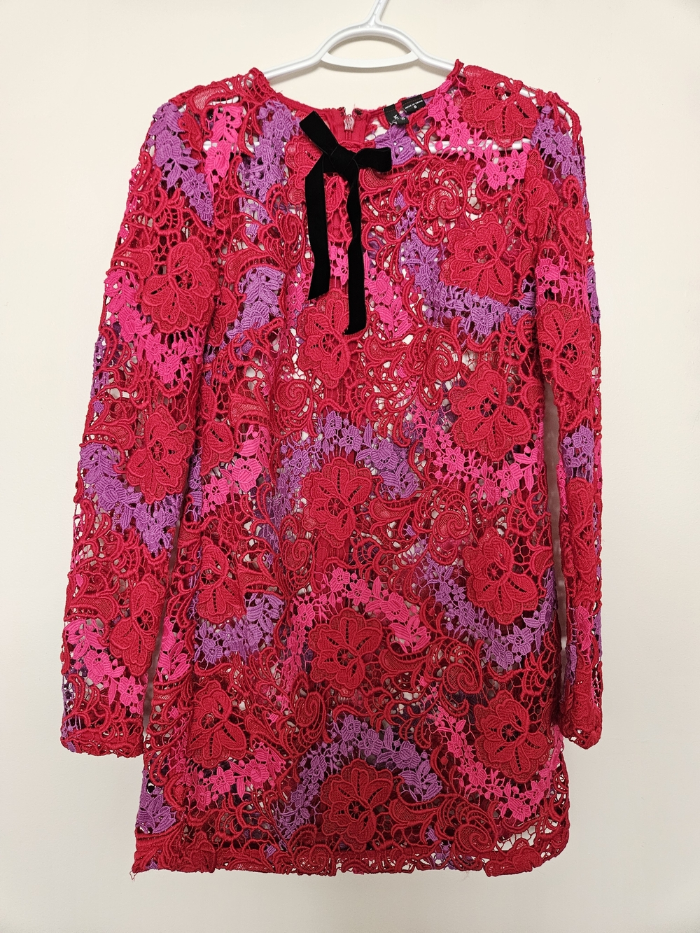 Marciano Pink and Purple Floral Lace Dress